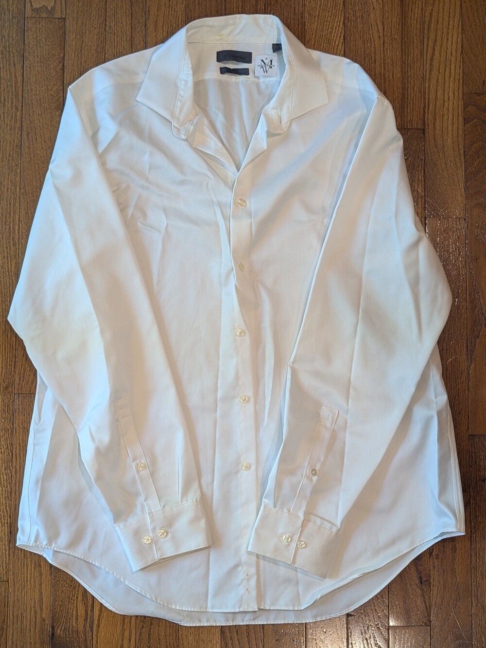 Calvin Klein Men's White Long Sleeve Non-Iron Dress Shirt Size Large. 17 Neck